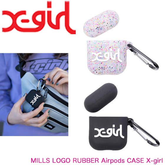 X-girl エックスガール 【MILLS LOGO RUBBER Airpods CASE X-girl】 エアーポッズ ワイヤレスイヤホン ケース ヘッドホンケース イヤホンケース ブランド 105221054022