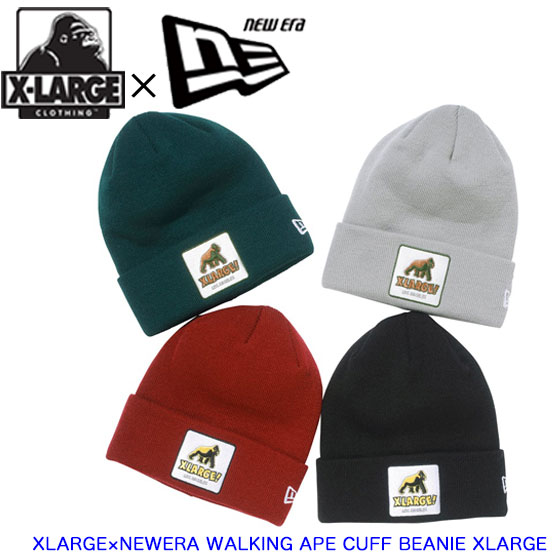 エクストララージ ニット帽 XLARGE×NEWERA WALKING APE CUFF BEANIE キャップ 帽子 ワッチ ビーニー ニューエラ コラボ OG ゴリラ ロゴ ウォーキング エイプ 101221051012