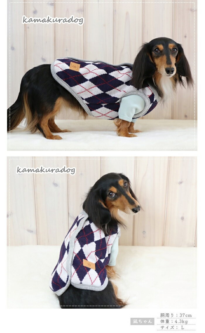 【犬服】アーガイルベスト