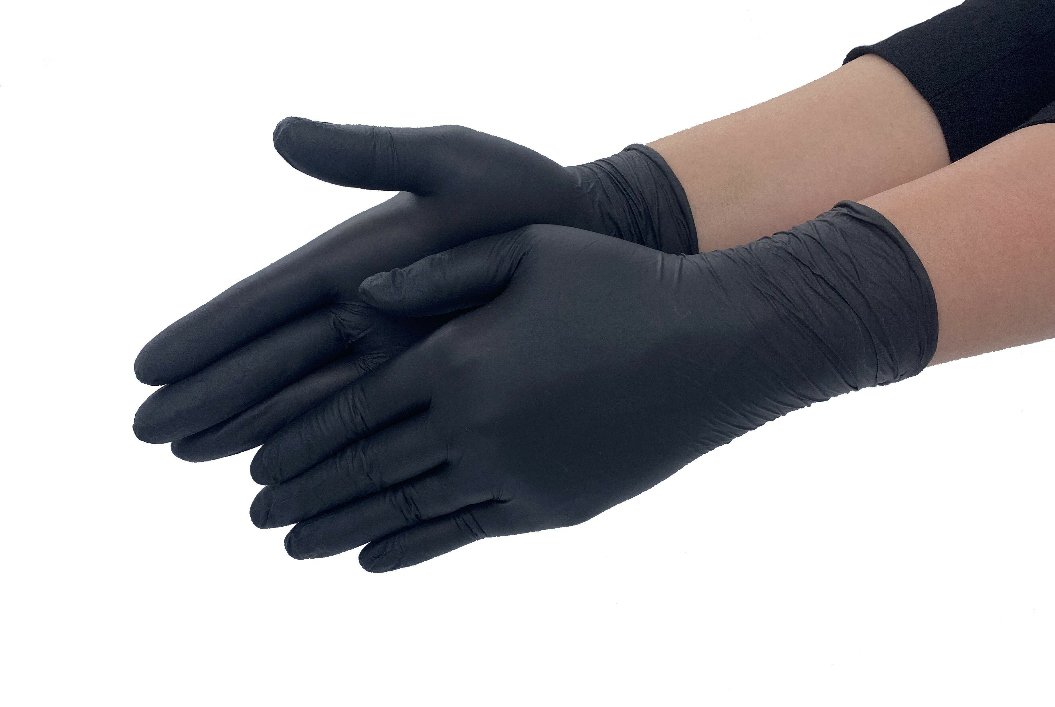 ニトリル手袋　トライ3　No.569　黒　粉なし　Lサイズ　100枚　ゴム手袋　使い捨て　ブラック　パウダ..