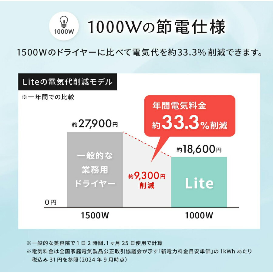 Onedam Professional ワンダム ヘアドライヤー ライト プラズマケア Lite Plasma Care 軽量設計 1000Wなのにハイパワー 高風速・約20m/秒