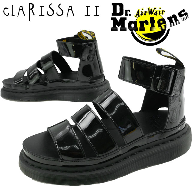 【返品交換送料無料】Dr.Martens ドクターマーチンCLARISSA 2 サンダル レディース 24822001 厚底 ストラップサンダル パテント エナメル ブラック あす楽 evid