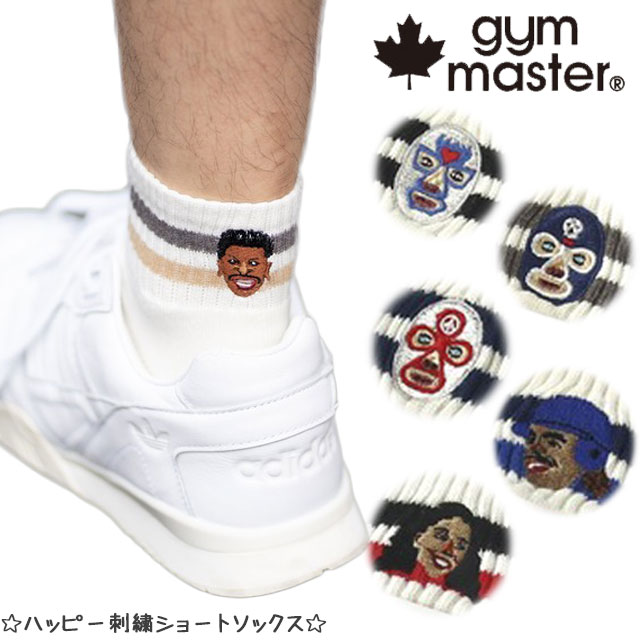 ＼ポイント10倍 6/4 20時～／ジムマスター gymmaster メンズ レディース 靴下 G466624 ハッピー刺繍ショートソックス ショート丈 くつ下 フットウェア レッグウェア ボーダー アパレル 覆面レ…