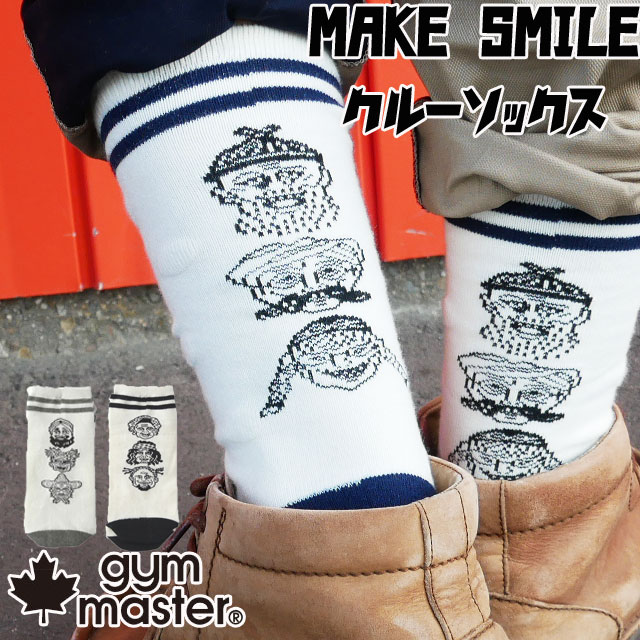 ジムマスター 靴下 レディース ＼ポイント8倍 5/15～／あす楽 ジムマスター gymmaster 靴下 クルーソックスMAKE SMILE メンズ レディース G566635 消臭加工