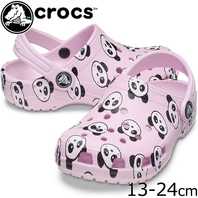 【あす楽】クロックス crocs 女の子 子供靴 ベビー キッズ ジュニア クロッグサンダル クラシック パンダ プリント クロッグ k カジュアルシューズ コンフォートシューズ 6GD バレリーナピンク 206999 evid