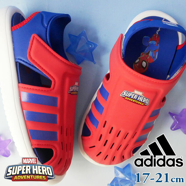 ＼最大5 クーポン有 5/12迄／アディダス adidas 男の子 子供靴 キッズ ジュニア マーベル MARVEL コラボ スパイダーマン サンダル ウォーターサンダル FY8960 サマーシューズ レッド ブルー 送料無料 あす楽 evid