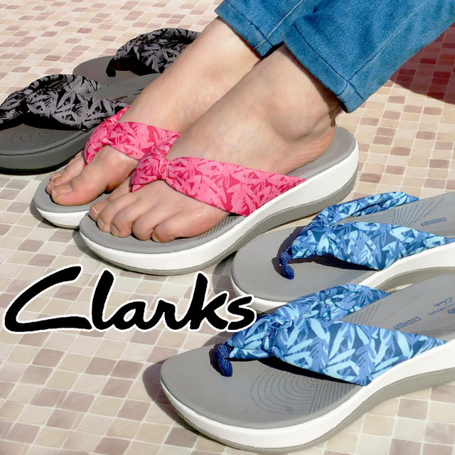 クラークス Clarks レディース サンダル アーラ グリソン トングサンダル 厚底サンダル カジュアルシューズ ウェッジソール 靴 539G ピンク模様 ブルー模様 ブラック模様 黒 あす楽 evid /-