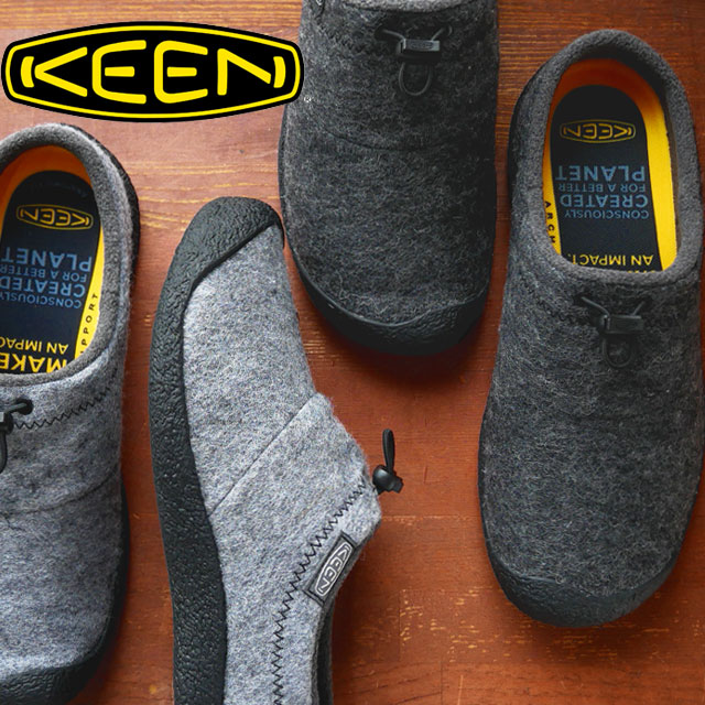 楽天亀田屋本店キーン KEEN メンズ スリッポン ハウザー 3 スライド アウトドア カジュアルシューズ 靴 チャコールグレーフェルト グレーフェルト 1025549 1025550 テレワーク 在宅勤務 送料無料 あす楽 evidr