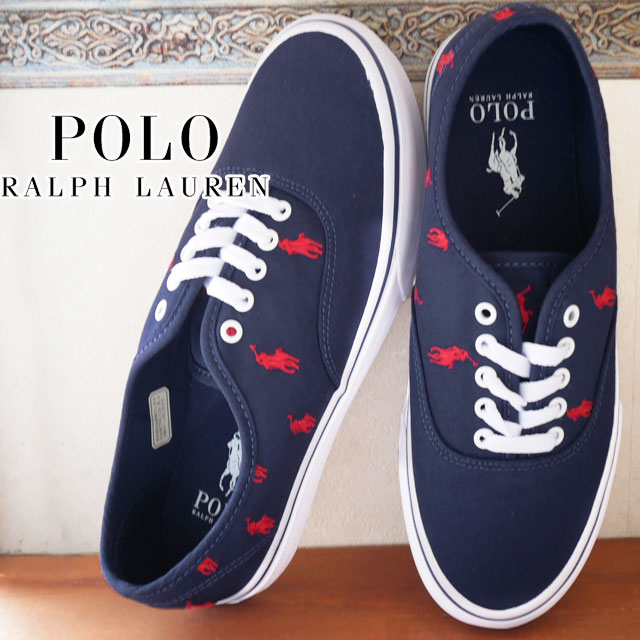 ポロ ラルフローレン スニーカー メンズ ポロ ラルフローレン POLO RALPH LAUREN メンズ スニーカー キートン-ポニー-SK-LTL カジュアルシューズ キャンバススニーカー ローカット RB83 ネイビー/レッド 送料無料 あす楽 evid