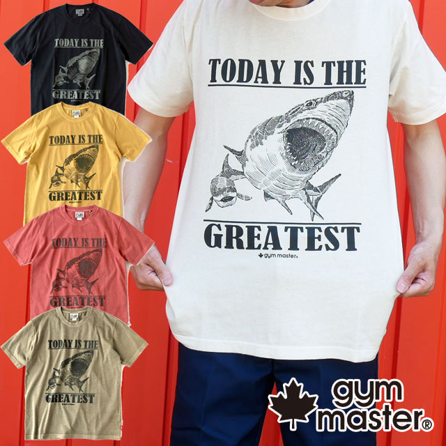 ジムマスター gym master Tシャツ メンズ レディース G833631 5.6ozピグメントSharkTee 半袖 丸首 クルーネック カジュアル アウトドア キャンプ グランピング サメ コットン100％ クリーム 黒 黄 赤 薄茶 送料無料 evid