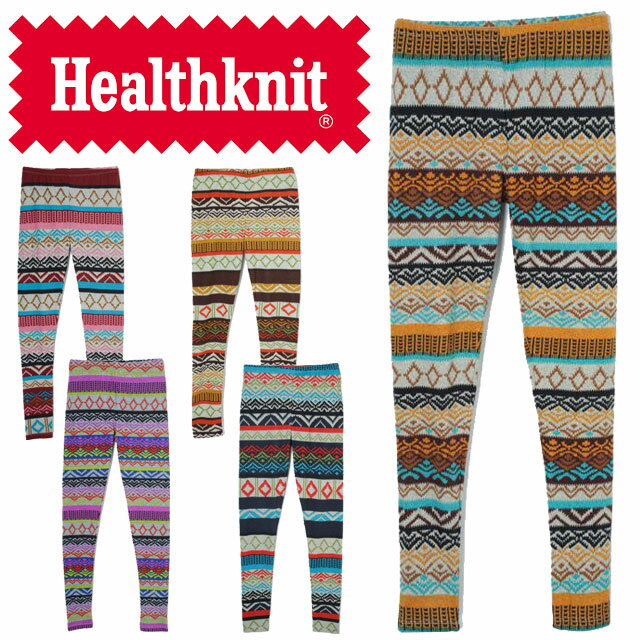 ＼最大1000円引きクーポン有 6/8迄／ヘルスニット Health Knit メンズ レディース レギンス 幾何学模様 インナー 防寒 冷え対策 ボトムス レッグウェア スパッツ ツートーン 3005 マスタード ブラウン ブルー パープル ピンク アパレル 服 総柄 送料無料 evid |2