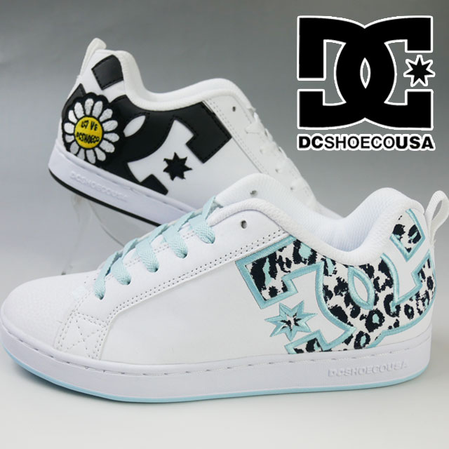 ディーシー ＼最大5%クーポン有 5/12迄／ディーシーシューズ DC SHOES レディース スニーカー コートグラフィック ローカット カジュアルシューズ DW231012 CHE チータープリント TBY ホワイト/ブラック/イエロー ヒョウ柄 デイジー 靴 送料無料 あす楽 evid |6