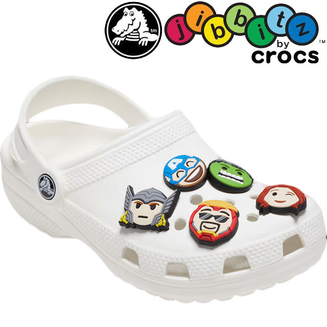 ＼ポイント8倍 5/25～／クロックス crocs ジビッツ Jibbitz アベンジャーズ 絵文字 5Pack 5個セット ア..