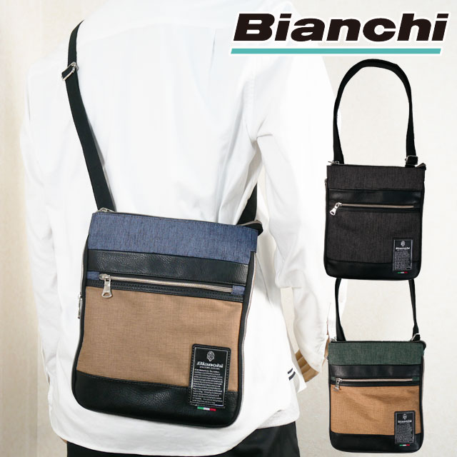 ＼5％クーポン有 5/20限定／ビアンキ Bianchi メンズ レディース バッグ メランジ素材 ショルダーバッグ エクスパンダブル仕様 縦型 斜め掛け 肩掛け TBPI-26M ボディバッグ バック BAG かばん 鞄 送料無料 あす楽 evidr