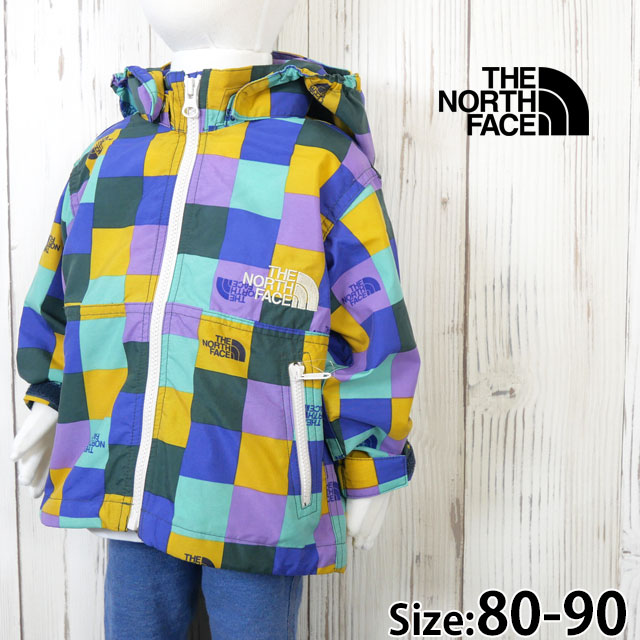 楽天亀田屋本店ザ・ノース・フェイス ウインドブレーカー ベビー キッズ ノベルティコンパクトジャケット NPB72311 アウター パーカー フード 男の子 女の子 子供服 ロゴプリント 総柄 トップス 上着 防寒 防風 撥水 アウトドア キャンプ evid メール便送料無料