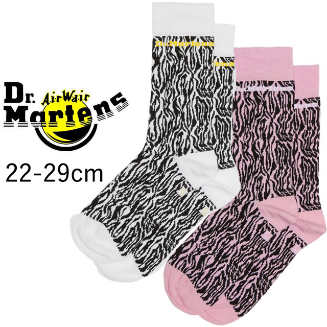 ドクターマーチン 靴下 メンズ AD094002 AD094650 ジャガード ゼブラ ソックス ミドル丈 総柄 プリント レディース アパレル レッグウエア ショートソックス シマウマ柄 ロゴ 白 ピンク 黒 メール便送料無料 evid |2