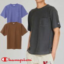 チャンピオン メンズ Tシャツ リバースウィーブ(R) ショートスリーブポケットTシャツ レディース カットソー 丸首 アパレル 綿100% アメカジ ウェア C3-B305 055 オフブラック 黒 260 ダルパープル 860 ブラウン 服 メール便送料無料 最強翌日配送 evid