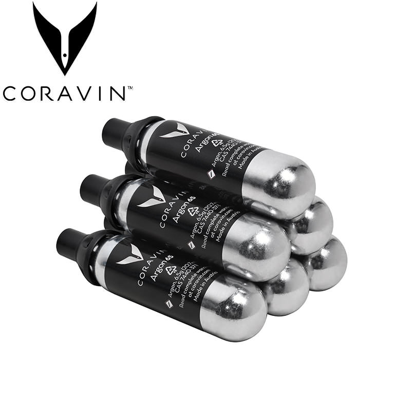 CORAVIN コラヴァン アルゴンカプセル 6個セット 話題沸騰 ワインの飲み方が変わる 特許テクノロジー 革新的ツール コルクを開けずにワインを注ぐ 酸化防止 ワイン保存 特殊ニードル アルゴンガス 数か月 数年 開けたての状態をキープ