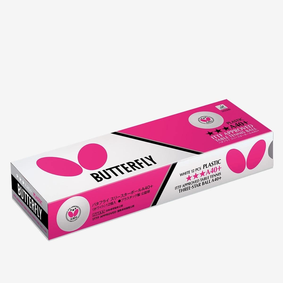 バタフライ BUTTERFLY 卓球ボール 95790 バタフライ スリースターボールA40＋（1ダース入）プラスチックボール 卓球用品 送料無料