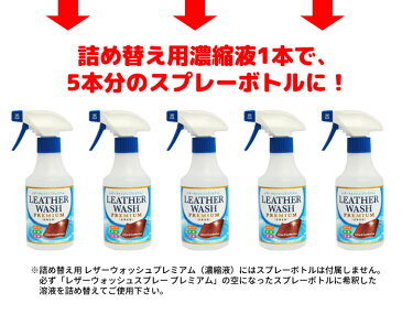 レザーウォッシュプレミアム セット スプレー300ml + レフィル 詰め替え用 濃縮原液 交換用 200ml 皮革用洗剤 革用洗剤 革製品水洗い洗剤 レザー用洗剤 LEATHER WASH PREMIUM レザーウォッシュプレミアムセット