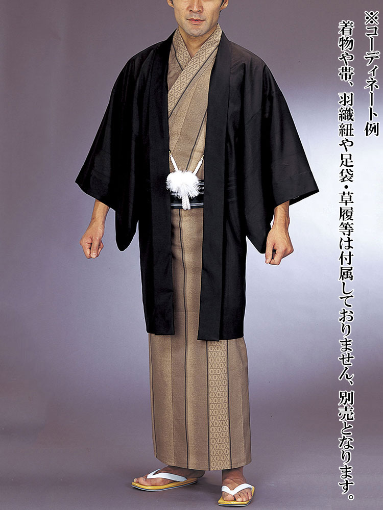 羽織 はおり 仕立上り黒無地羽織 男女兼用 メンズ レディース 駒絽 夏用 祭り 浴衣に ブラック 黒羽織 M/L/LL nmd-7732