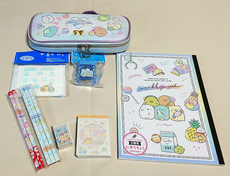 すみっコぐらし鉛筆2B3本＋赤鉛筆2本♪8点文房具セットすみっこぐらし文具セット(22sg+pl-2B-_8set)のサムネイル