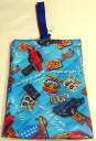 ノンキャラクターバッグ(BOY)水色地くるま柄キルト地シューズバッグ(シューズケース/上履き入れ)(120431042018-3)