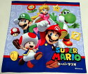 スーパーマリオブラザーズ(SUPER MARIO)天地青・グレー地キャラ集合柄ハンカチ(MBS-871)