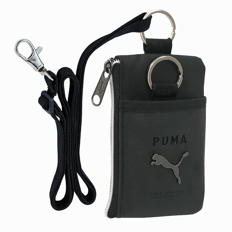 プーマ[PUMA]コイン＆パスケースストラップ付サイフ＆定期入れ(キーリング付）(ブラック）(PM382BK）