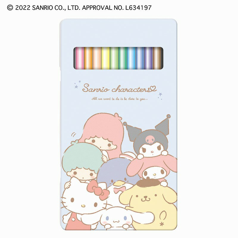 色鉛筆 サンリオキャラクターズ[SANRIO]【色鉛筆名入れ無料】缶ケース入り12色いろ鉛筆(色鉛筆12色）(KMJ-302298）