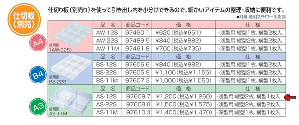 Trays - アバンテV2フロアケース仕切板（AS-12S）