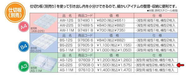 Rakuten - アバンテV2フロアケース仕切板（AS-22S）