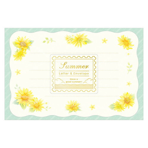 ミニレターサマー夏の花NB社(エヌビー社)ミニレターセット(封筒便箋セット)(NB-1682315)