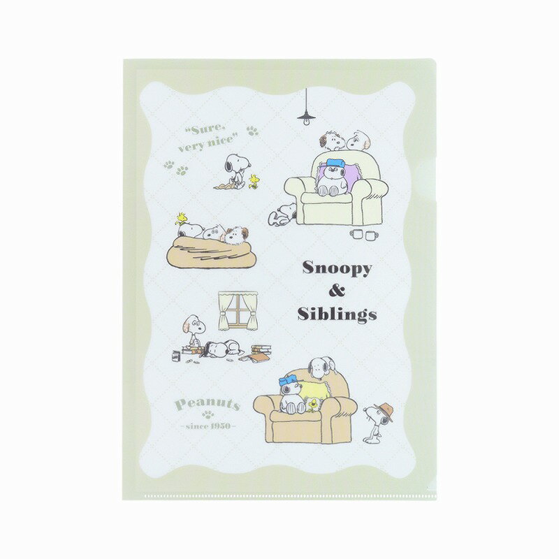 スヌーピーPEANUTS（アイボリー）RelaxSiblingsクリアファイル（S2140969）