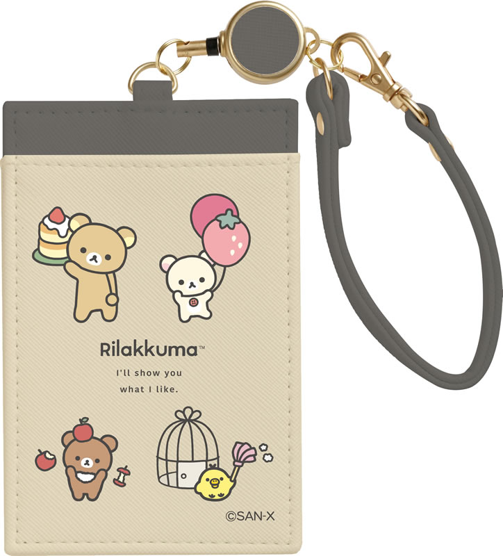 皮革制 - リラックマ[Rirakkuma]サンエックス（SANX）リール付パスケース伸縮リールストラップ定期券入れ(PB70901)