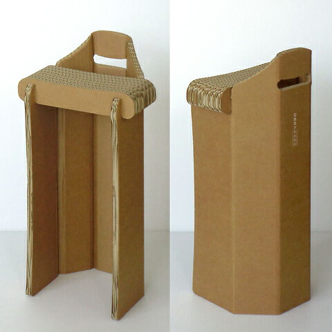 椅子 簡単 軽い ダンボール製 組み立て式 持ち運べる 一人用 ちょいがけ 簡易イス 「CHOIスツール」 トライウォール純正 3層強化段ボール 日本製