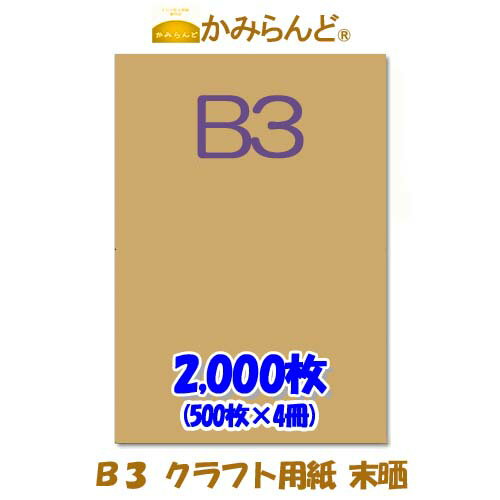 【送料無料】【B3】 クラフト用紙　 未晒 2000枚　激安　クラフト紙 　梱包材