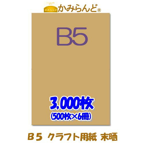 【送料無料】【B5】 クラフト用紙　未晒 3000枚 　激安　クラフト紙