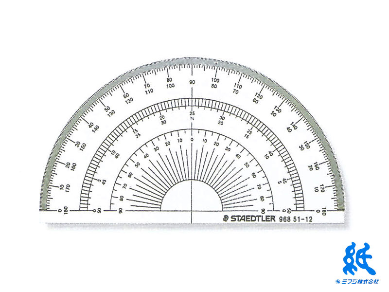 ステッドラーSTAEDTLER 半円分度器 厚み0.5mm 12cm 968 51 12