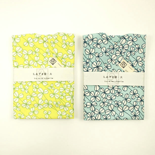 コットンリネンのあずま袋★四つ葉が多めのクローバー畑（大-41：B5サイズ）Made in Japan