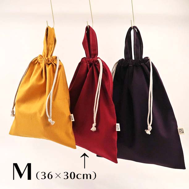 持ち手付巾着袋（体操服袋）M（36cm×30cm）★大人の綿麻キャンバス【和調】 Made in Japan