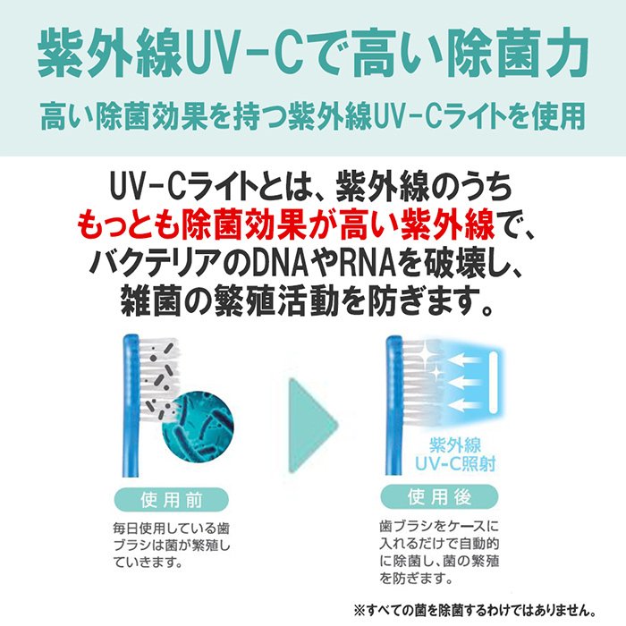 歯ブラシ　歯ブラシケース　除菌　UV-C　除菌歯ブラシケース　グリーン　2タイプ電源対応（USB・単四2本）除菌　紫外線　オーラルケア　デンタルケア　収納ケース　MA-853 2