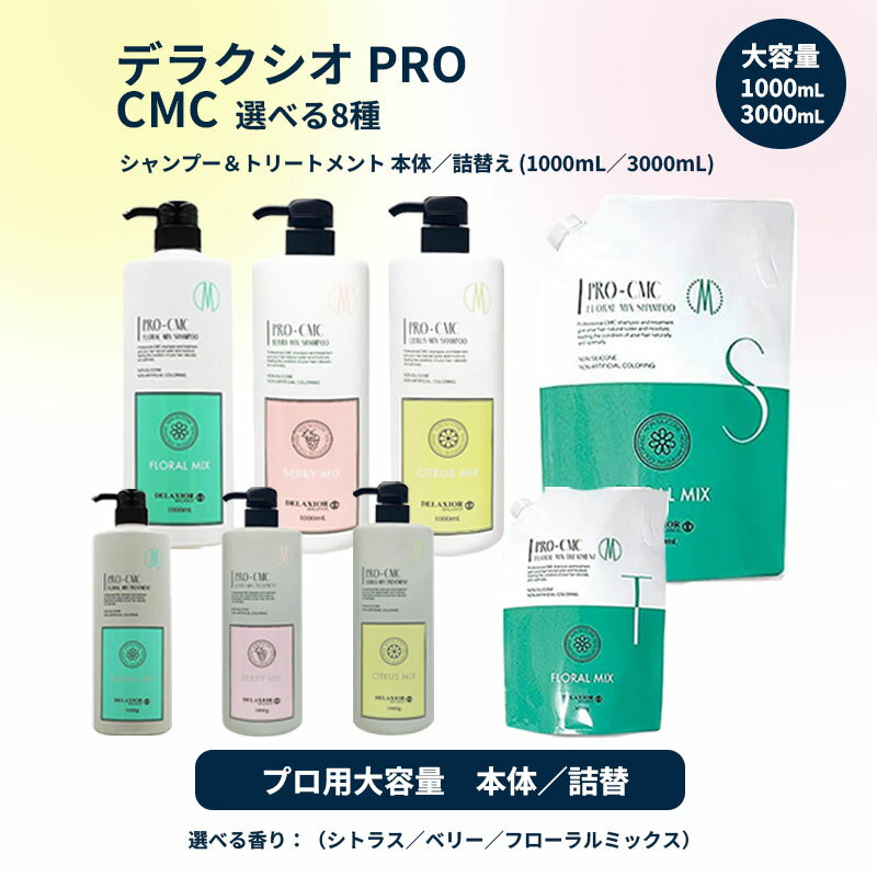 Rakuten - 【アウトレット】デラクシオ シャンプー/トリートメント 選べる8種 詰替3000mL(3L)・本体1000mL フローラル/シトラス/ベリー パッケージ汚れあり 業務用 大容量 サロン 詰替レフィル まとめ買い コスパ良い しっとりさらさら 在庫限り 即