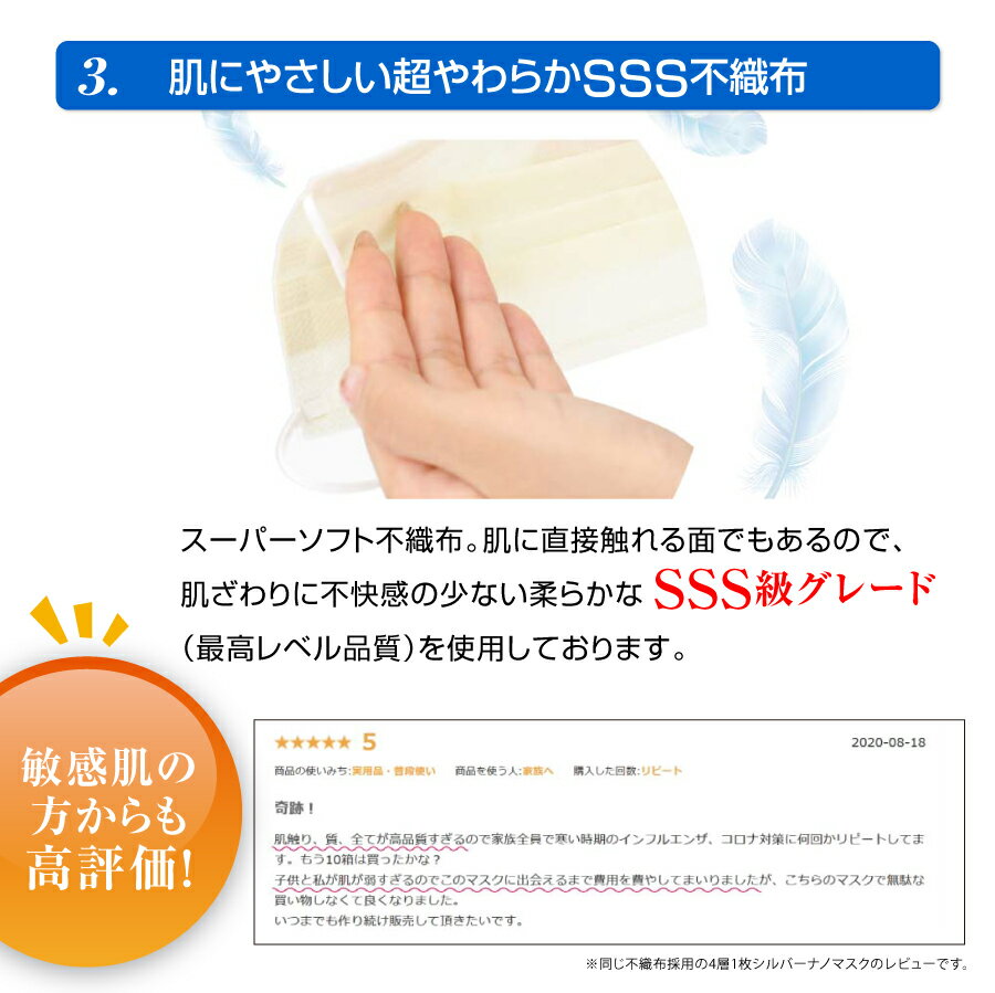 1千万枚突破記念大特価45％オフ シルバーナノマスクがウィルスを付着させ死滅させる アメリカ．ヨーロッパ世界最高レベル3 医療者 感染多発地帯 高齢者用マスク【送料無料2500枚4層不織布マスク