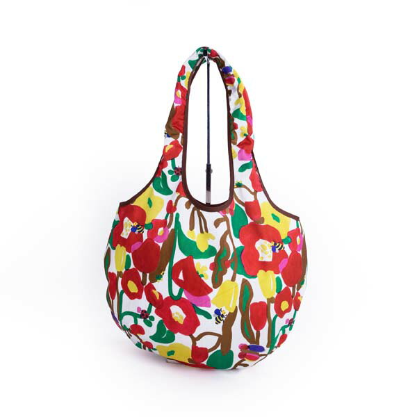 美研繊維 丸型エコバッグ AEC-004「モダン椿(ホワイト)」あそ美心 メーカー直送品 ※他ブランド商品と併買不可※ 丸型 トートバッグ マイバッグ エコバッグ エコ かばん かわいい ファッション 雑貨 プレゼント ギフト 包装(代引不可)