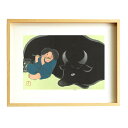 【祇園祭◆1000円SALE】芸艸堂 木版画 神坂雪佳「No.15 牧童(額装)」神坂雪佳用額付き メーカー取寄品 牛 うし ウシ 子ども 版画 インテリア 和...