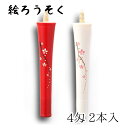 【GW特典クーポン最大1000円】中村ローソク nrs-0402-sakuraha-03 手描き絵ろうそく「桜イ 朱・白 計2本入(4匁)」メーカー取寄品 京蝋...