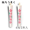 【GW特典クーポン最大1000円】中村ローソク nrs-0402-sakuraha-08 手描き絵ろうそく「桜ハ 白 2本入(4匁)」メーカー取寄品 京蝋燭 ロ...