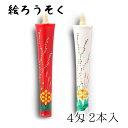 中村ローソク nrs-0402-mizu-03 手描き絵ろうそく「水引 朱・白 計2本入(4匁)」メーカー取寄品 京蝋燭 ロウソク ヌカ蝋 仏壇 茶室 お茶席 ...