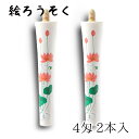 【GW特典クーポン最大1000円】中村ローソク nrs-0402-hasu-02 手描き絵ろうそく「蓮 白 2本入(4匁)」メーカー取寄品 京蝋燭 ロウソク ヌ...